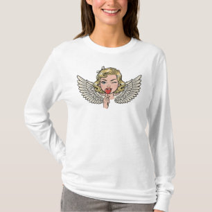 Camiseta Ángel de guiño vintage: Corazón de arte pop retro