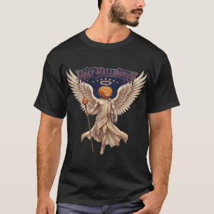 Camiseta Ángel de Halloween Sagrado Calabaza Gótico Ilustra