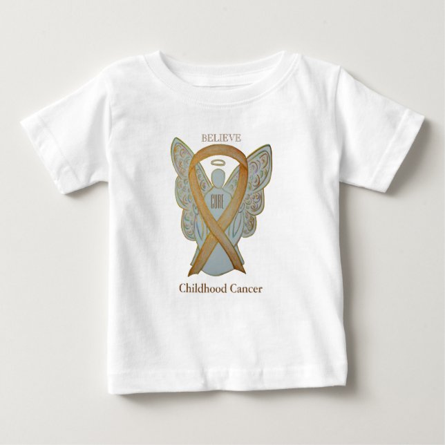 Camiseta ángel de la cinta de oro sobre el cáncer  (Anverso)