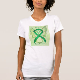 Camiseta ángel de la cinta verde de la donación de