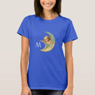CAMISETA ÁNGEL DE LA LUNA EN ORO AZUL AMARILLO DERRAME MONO