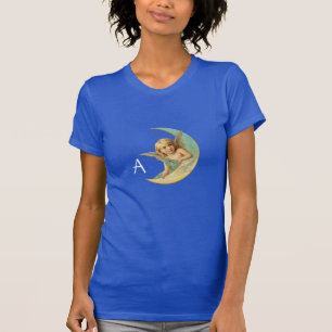 CAMISETA ÁNGEL DE LA LUNA EN ORO AZUL AMARILLO DERRAME MONO