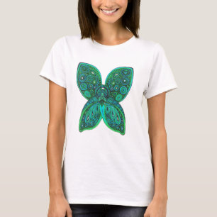 Camiseta Ángel de la mariposa con las alas del verde azul