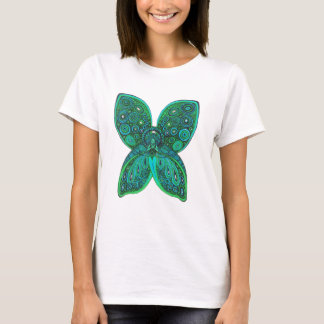Camiseta Ángel de la mariposa con las alas del verde azul