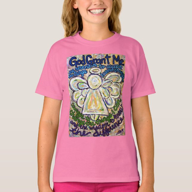 Camiseta Ángel de la oración de la serenidad (Dobl (Anverso)