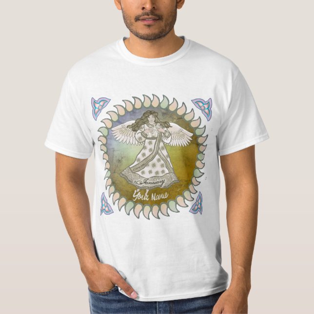 Camiseta ángel de lirio de cumpleaños de enero  (Anverso)