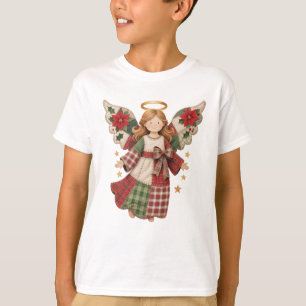 Camiseta Ángel de Navidad con Estrellas Doradas