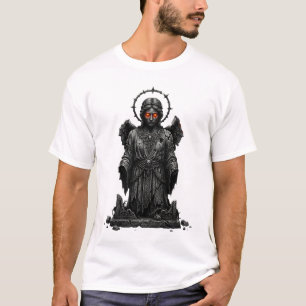 Camiseta Ángel de Piedra Antiguo con Ojos Brillantes Oscuro