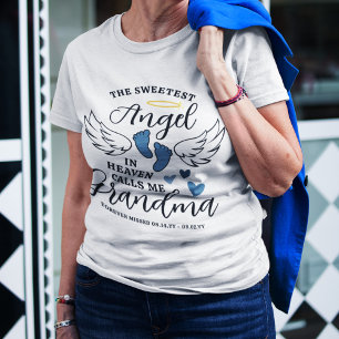 Camiseta Ángel del corazón azul me llama pérdida de abuela
