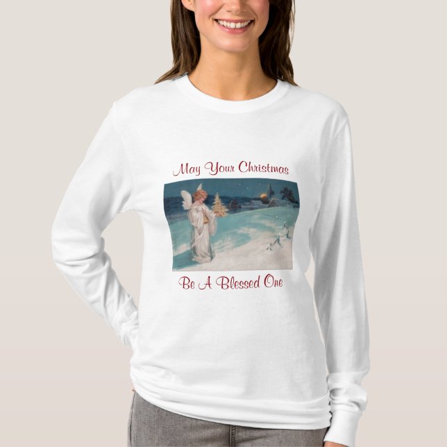 Camiseta Ángel del navidad del vintage (Anverso)