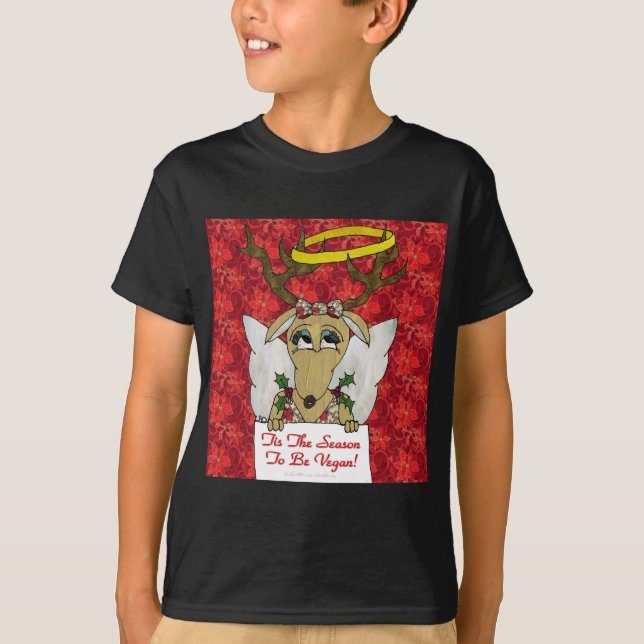 Camiseta Ángel del reno es la estación para ser vegano (Anverso)