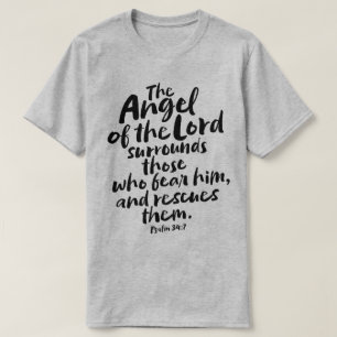 Camiseta Ángel del Señor Salmo 34:7 Biblia Verse Cristiano
