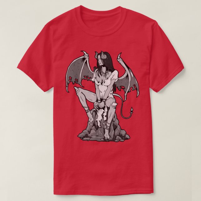 Camiseta Angel Devil Satan Gótico Grunge Demon Gótica Mujer (Diseño del anverso)