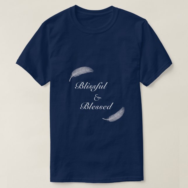 Camiseta Angel Feather Blissful & Blessed Zen Blue T shirt (Diseño del anverso)