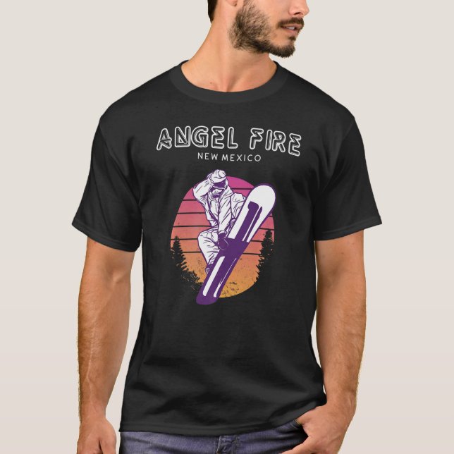 Camiseta Angel Fire New Mexico Retro Snowboarder (Anverso)