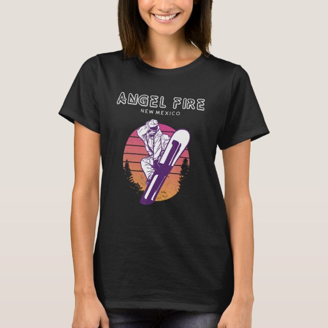 Camiseta Angel Fire New Mexico Retro Snowboarder (Anverso)