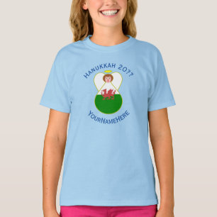 Camiseta Ángel galés Bandera de Hanukkah Personalizada para