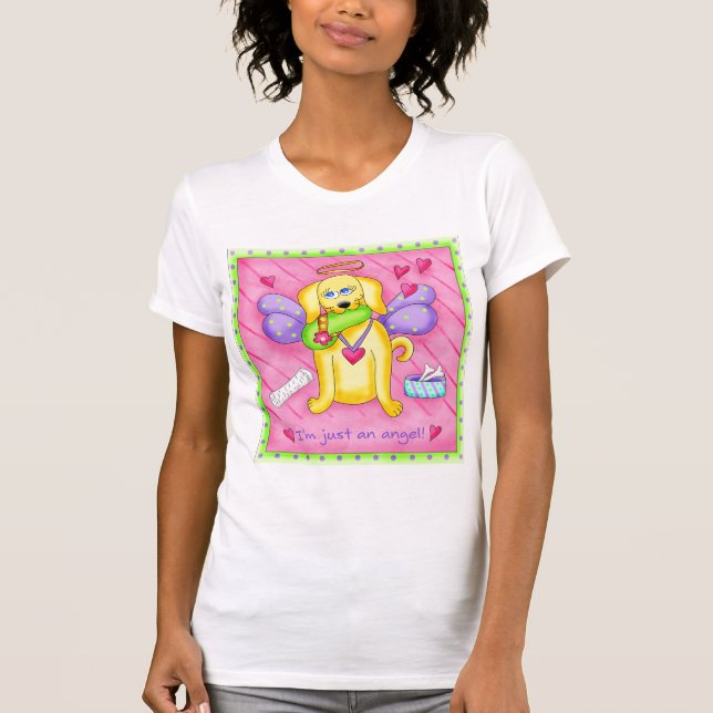 Camiseta Angel Golden Yellow Dog con zapato (Anverso)