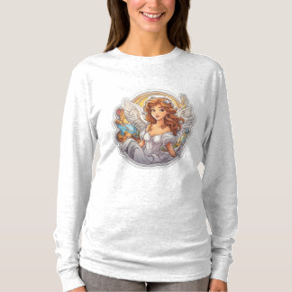 Camiseta Ángel lindo para chicas de manga larga