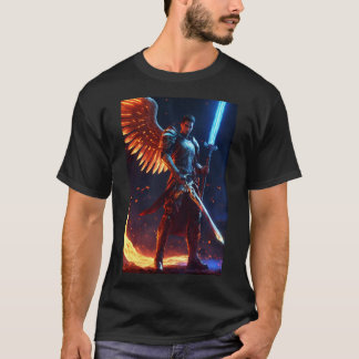 Camiseta Ángel Miguel: Un diseño celeste de gracia y vida