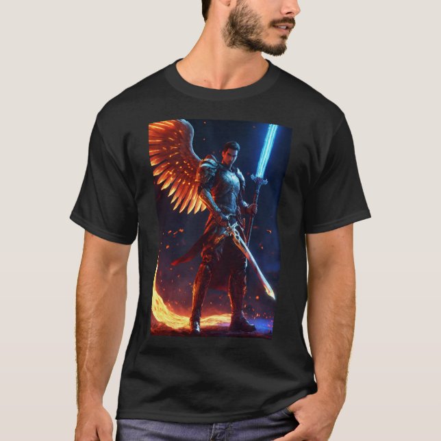 Camiseta Ángel Miguel: Un diseño celeste de gracia y vida (Anverso)