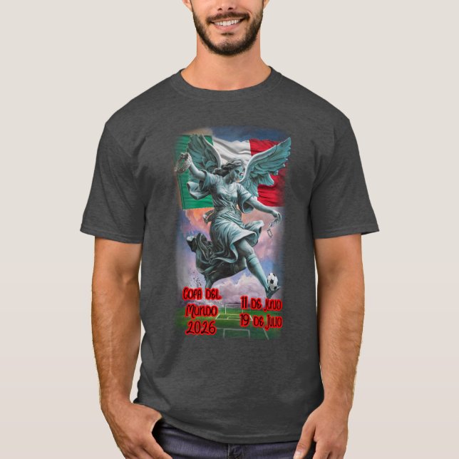 Camiseta Angel of Independence plays Soccer on a Grey (Anverso)