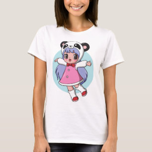 Camiseta Ángel Panda: Adorable Chica Anime Volando Alto
