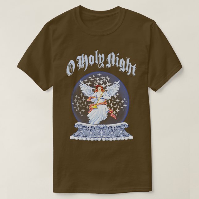 Camiseta Angel Snow Globe O Holy Night Navidades (Diseño del anverso)