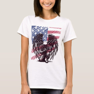 Camiseta Ángel Soldado Americano Orando Arte de Bandera de