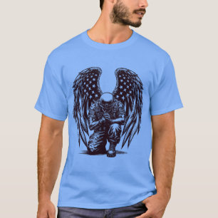 Camiseta Ángel Soldado Americano Orando Arte de Bandera de