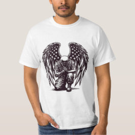 Camiseta Ángel Soldado Americano Orando Arte de Bandera de