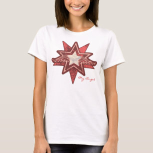 Camiseta Angel star agrega tu foto damas rojo y blanco t