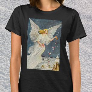 Camiseta Ángel Victoriano de Navidad Vintage con Estrellas