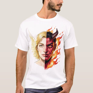 Camiseta Ángel vs Demonio Cara Dividida 😇😈