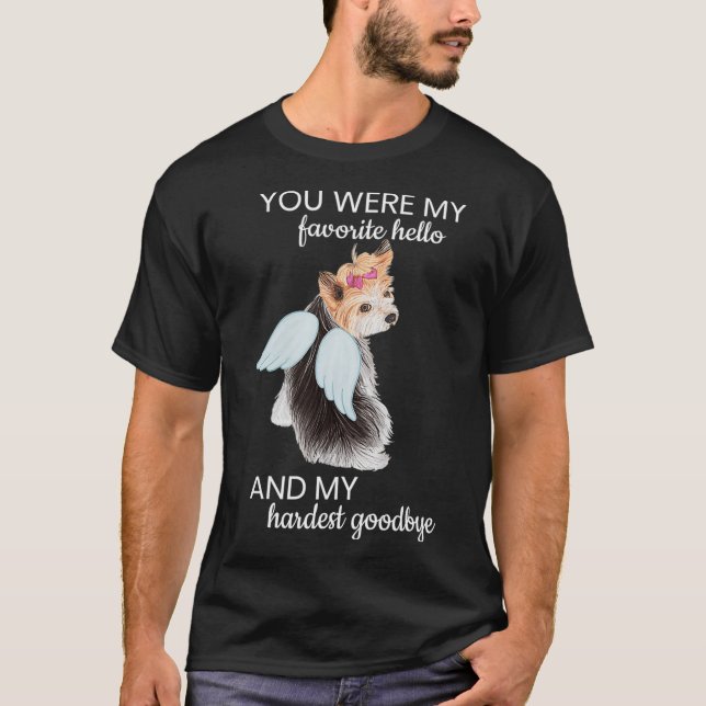 Camiseta Angel Wing Dog Yorkie Memorial Mascota arcoiris (Anverso)
