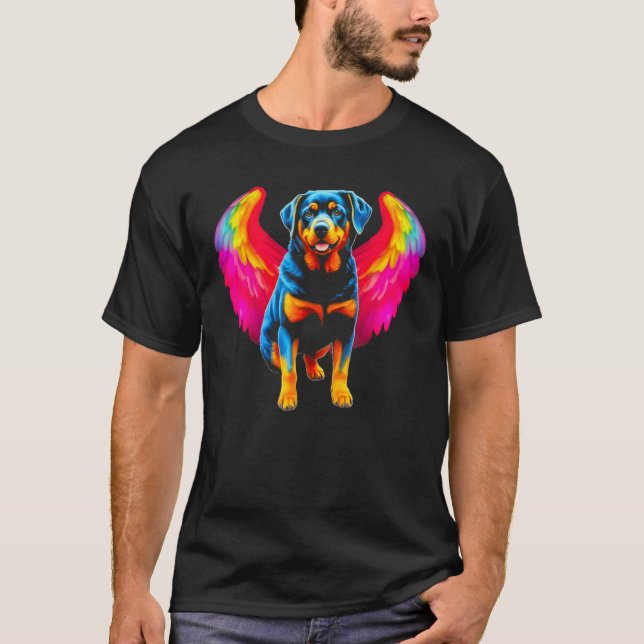 Camiseta Angel Wings Heaven Pop Rottweiler Dog (Anverso)