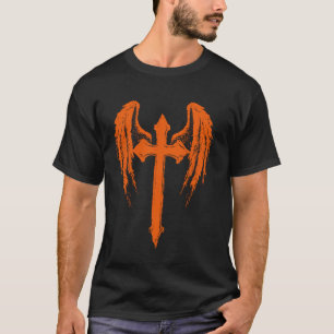 Camiseta Angel Wings Jesucristo Cruz Naranja Cristiano