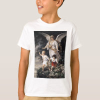 Ángel y niños, pintura de The Guardian del vintage