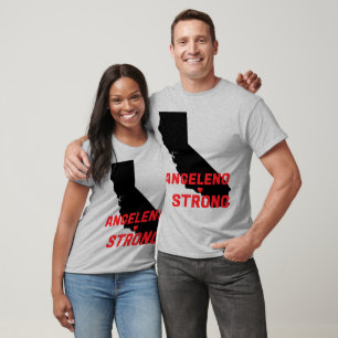 Camiseta ANGELENO FUERTE Negro Rojo CA Sólido corazón