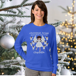 Camiseta Ángeles divertidos de Navidad con nombre