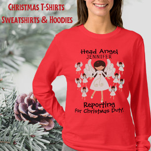 Camiseta Ángeles Lindos Navidad Con Nombre Damas