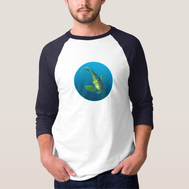 Camiseta Angelfish - Diseño en fondo azul gradiente | (Anverso)