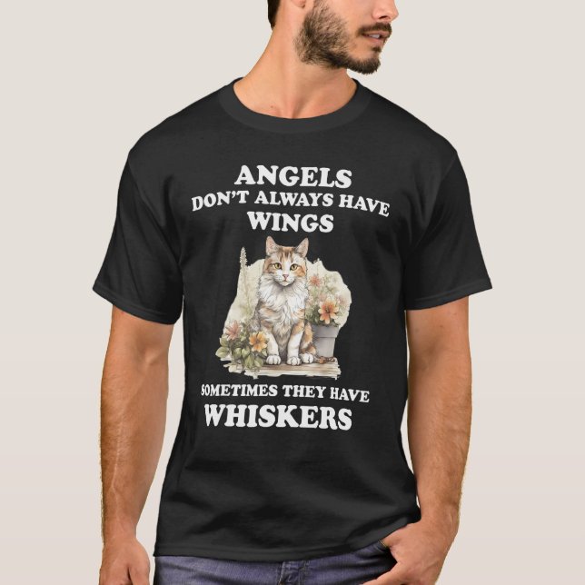 Camiseta Angels Have Whiskers   Ca for Cat DadMom (Anverso)