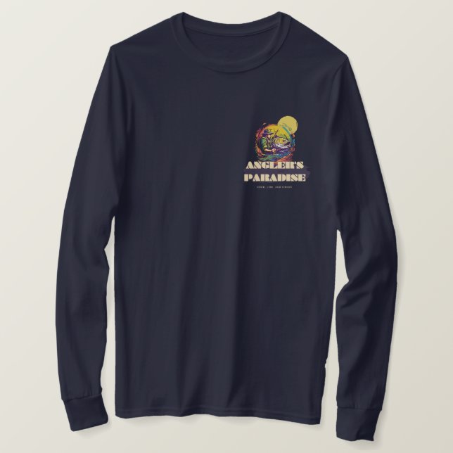 Camiseta Anglers Paradisíaco línea de ganchos y pesca de hu (Anverso del diseño)