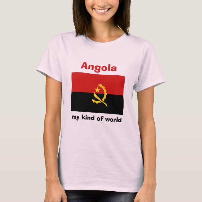 Camiseta Angola Bandera + Mapa + Texto (Anverso)