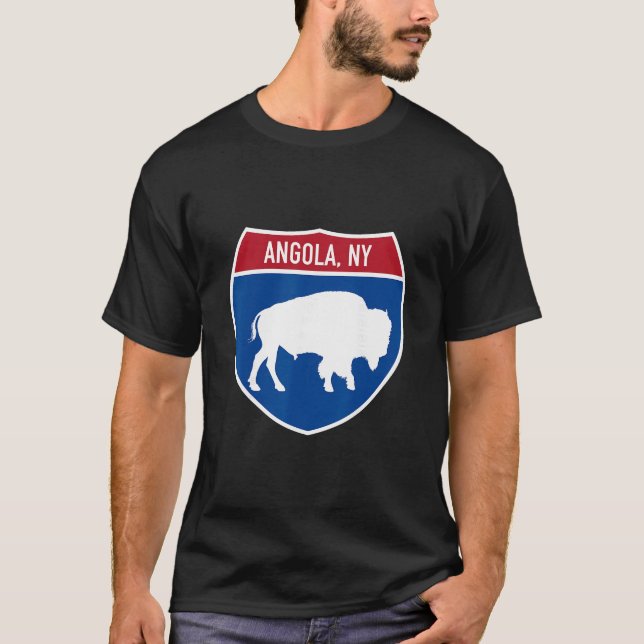 Camiseta Angola New York Buffalo Ny Highway Interstate Sign (Anverso)