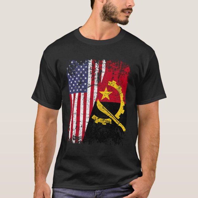 Camiseta Angola: raíces angoleñas de bandera media estadoun (Anverso)