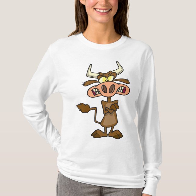 Camiseta Angry Cartoon Bull Funny Grumpy (Anverso)