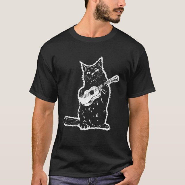 Camiseta Angry Cat Playing Ukulele Music Sarcasm Kitten Vin (Anverso)