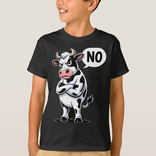 Camiseta Angry Cow No - Funny Cow Lover Dairy Farmer  (Anverso)